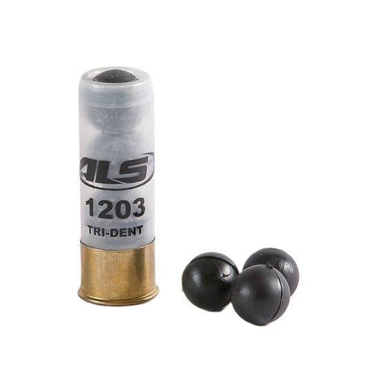 ALS 12 Gauge Tri-Dent Round contains three .69 caliber rubber balls